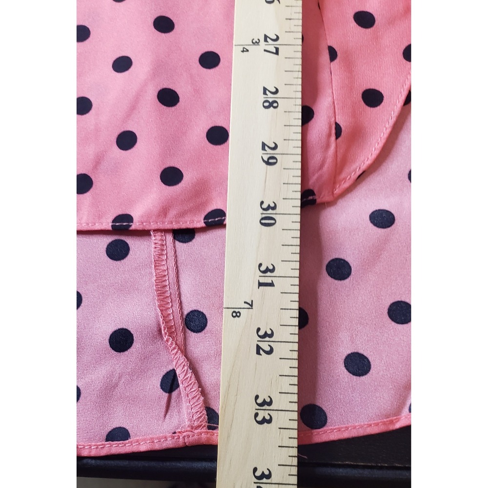 Melograno Rico Pink Black Polka Dot Ruffle High-Low Midi Skirt L Pinup Retro - Picture 8 of 9
